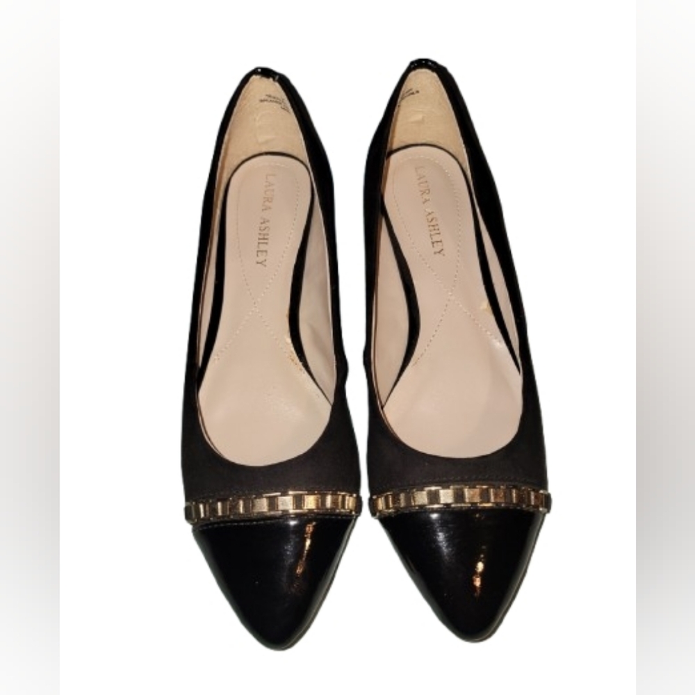 Laura Ashley Black Flats w/ Gold Detail Size 7